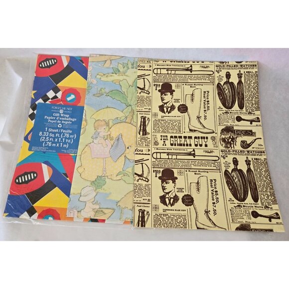 Vintage Wrapping Paper Single Sheets 8.33 Ft. Lot of 3 All Occasions - Picture 4 of 4